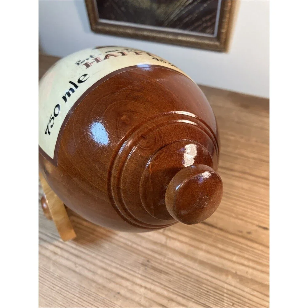 VTG Haitian Folk Art Wooden Bottle Keeper Holder Painted Barbancourt Rhum Cannon